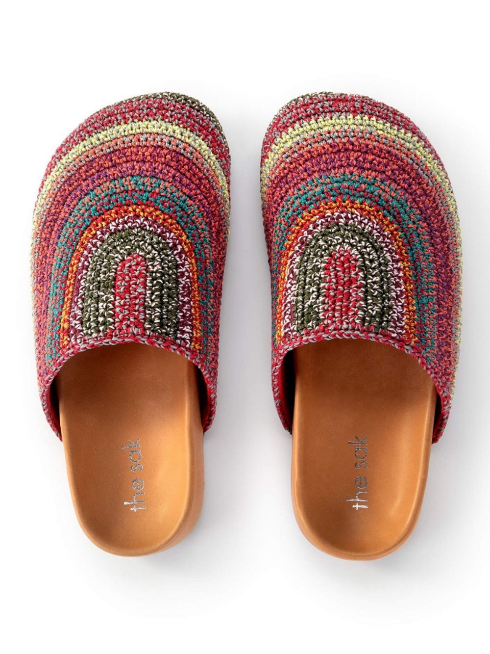 The Sak Bolinas Handwoven Multicolor Sunset Stripe Colorway Crochet Mules 10